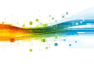 Fototapete - Abstract Colorful Waves Technology Background Digital Art