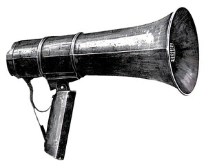 Poster - png an isolated black and white megaphone background retro