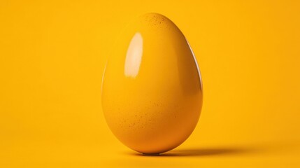 Poster - Single egg positioned against a bright yellow background creating a bold and striking visual with minimalist aesthetic