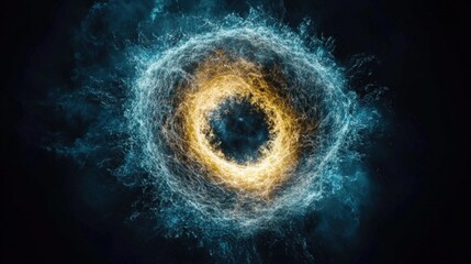 Poster - Vibrant yellow and blue explosion of color creating an eye-catching abstract visual display of energy and motion