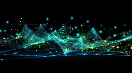 Poster - An intricate network of connected lines representing relationships and interactions in a modern digital environment