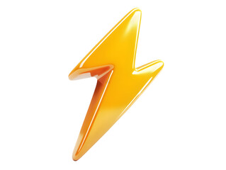 Poster - A vibrant, 3D-rendered yellow lightning bolt icon symbolizing energy and power, ideal for use in creative projects and designs.