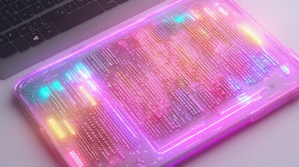Poster - Glowing keyboard pad of a computer keyboard highlighting modern technology and innovative design in digital devices