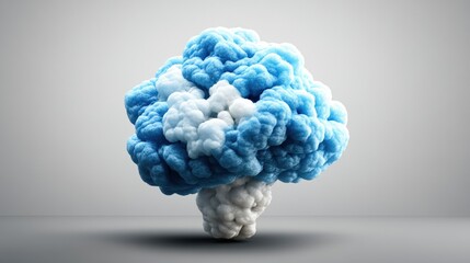 Poster - Creative cloud shaped like a brain symbolizing intelligence, innovation, and advanced digital thinking in technology concepts