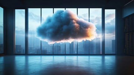 Poster - A soft white cloud forming inside a cozy room creating a dreamy atmosphere with a unique and surreal touch