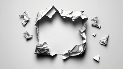 Poster - A close-up view of a distressed hole in the wall revealing raw material beneath the surface in a dimly lit room