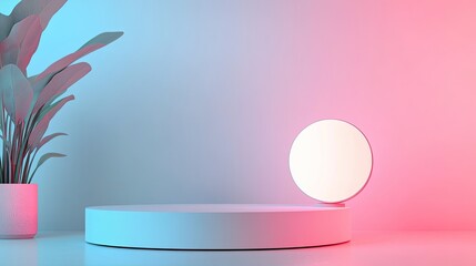 Poster - A bright white light fading into a gentle gradient of pastel pink and blue, leaving plenty of space for text or imagery.