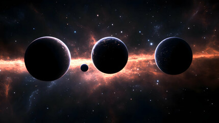 Abstract Space Galaxy Illustration With Planets And Stars View
