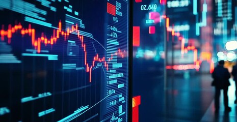 Poster - Vibrant Financial Data Visualization in Urban Night Scene