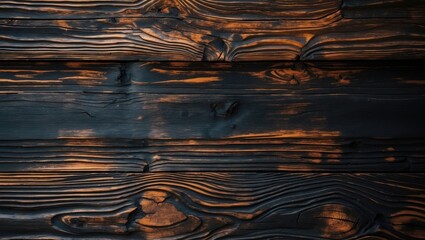Poster - Black wood texture background with rich grain patterns ideal for cover designs and visual projects.