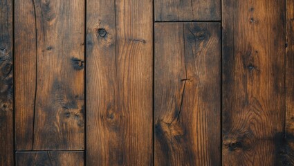 Poster - Rustic wooden floor texture with rich brown tones and natural grain patterns ideal for backgrounds or design projects.