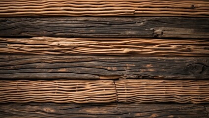 Poster - Woven wood texture background showcasing natural patterns in dark and light shades for design and decoration projects