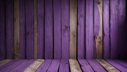Poster - Purple Wooden Planks Textured Background with Natural Wood Accents for Creative Design and Presentation Use
