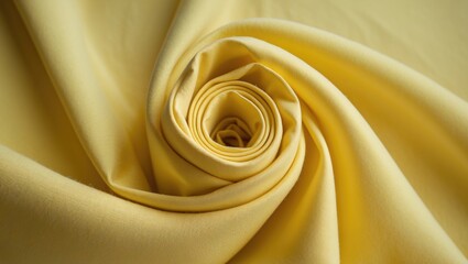 Poster - Yellow cotton fabric roll close-up showcasing smooth texture and vibrant color suitable for textile and design projects.