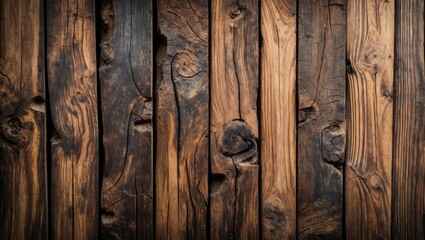Poster - Natural rustic wood texture background with rich grain patterns and deep brown tones ideal for design and decoration projects.