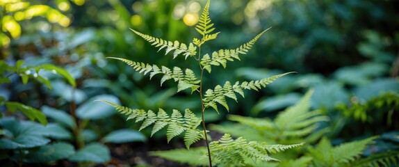 Poster - Fresh Green Ferns Growing In Vibrant Garden Landscape Surrounded By Lush Foliage Natural Beauty And Tranquility In Nature Setting