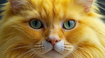 Poster - Close-up of vibrant yellow cat fur showcasing intricate texture and color transitions, ideal for background or artistic applications.