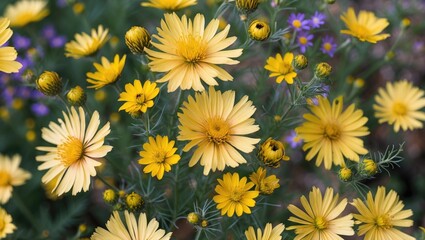 Poster - Vibrant Yellow Mexican Aster Flowers in Bloom Offering a Bright and Cheerful Floral Display in Nature's Garden