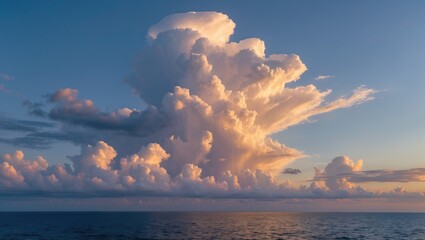 Poster - Dramatic Evening Sky Over Atlantic Ocean with Wispy Clouds and Vibrant Colors