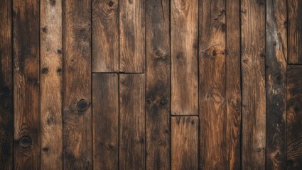 Poster - Aged wooden plank texture with rich brown hues creating a vintage rustic background ideal for design or decorative purposes.