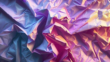 Poster - Colorful wrinkled paper texture with shades of pink and blue ideal for creative backgrounds and graphic design projects