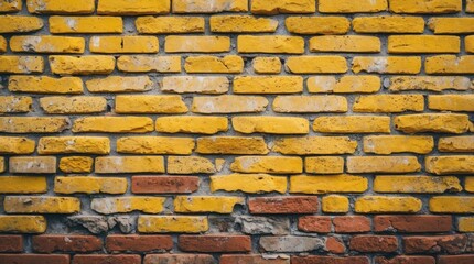 Poster - Colorful yellow and red brick wall texture suitable for backgrounds in design and artistic projects. Ideal for creative applications.