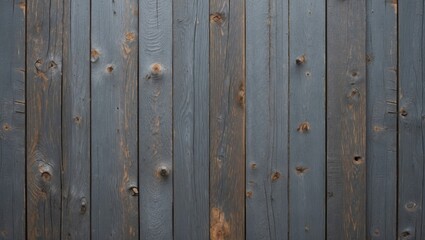 Poster - Gray wooden wall texture with natural knots and grain patterns ideal for background use in design and photography projects