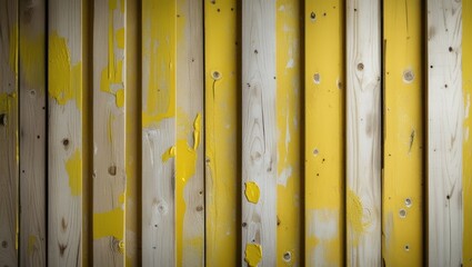 Poster - Yellow painted wooden boards with textured surface and low key lighting create a vibrant and artistic backdrop for creative projects.