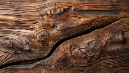 Poster - Natural wooden surface with rich textures and intricate patterns showcasing organic lines and knots for design and decor backgrounds.
