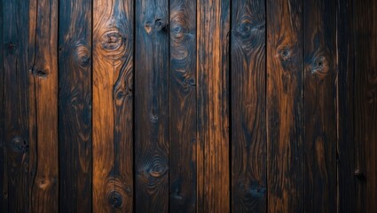 Poster - Dark brown wooden texture background with rich grain patterns ideal for design and decoration projects.
