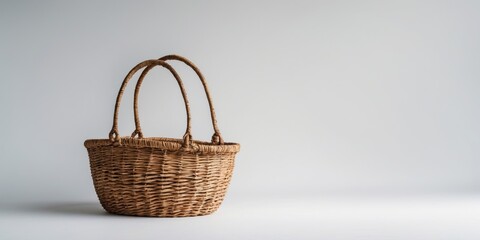 Poster - woven basket on white background with ample copy space for text or branding uses