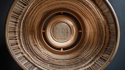 Poster - Woven Chair Texture Design with Circular Composition Showcasing Natural Materials and Intricate Detailing Capturing Aesthetic Craftsmanship