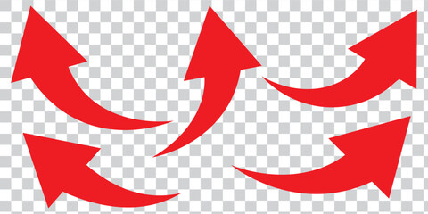 Canvas Print - black arrows set. curved arrows. arrow sign. curved arrow pointing right. black and red arrow