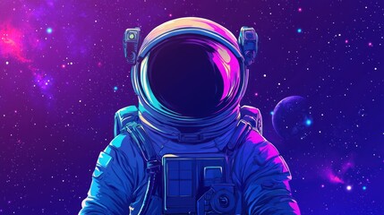Wall Mural - colorful astronaut in cosmic space with vibrant background