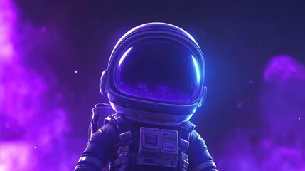 Wall Mural - astronaut in cosmic space with vibrant purple nebula background