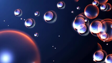 Poster - A close up of many small water droplets. The droplets are of different sizes and are scattered across the image