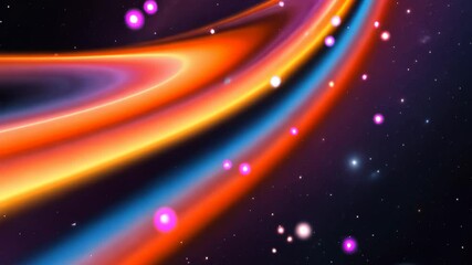 Poster - A colorful space background with many small dots. Some of the dots are red, blue, and purple