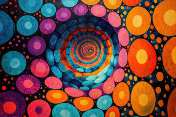 Aufkleber - Vibrant, swirling circles create a mesmerizing tunnel effect in this psychedelic artwork.