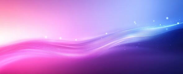 Poster - Abstract colorful gradient background featuring smooth flowing lines and luminous particles in shades of pink, purple, and blue for design projects and presentations