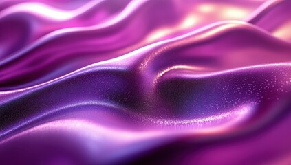 Poster - Abstract flowing fabric with shimmering purple tones and soft textures creating a mystical and vibrant background for artistic projects and designs