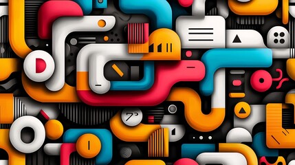 Poster - Eccentric patterns with vibrant, unconventional designs, intricate geometric shapes, and abstract textures, bold color contrasts, emphasizing uniqueness and surprise, copyspace, no trademark, no
