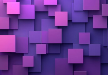 Poster - Abstract geometric background with layered squares in shades of purple, blue, and violet, ideal for creating a modern and artistic design aesthetic