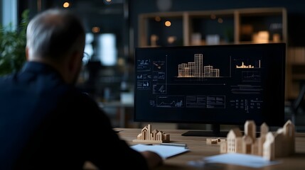 Poster - Architectural sketch design with soft lighting showcasing a business concept depicting a modern creative and professional work environment for corporate office or commercial settings