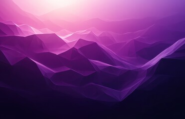 Poster - Abstract geometric landscape with smooth waves and gradient colors in shades of purple and pink creating an ethereal digital background