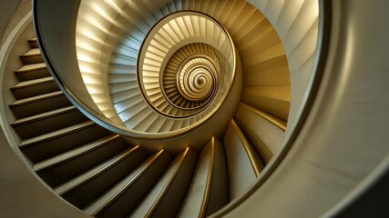 Poster - Mesmerizing spiral staircase illuminated by golden light in architectural masterpiece