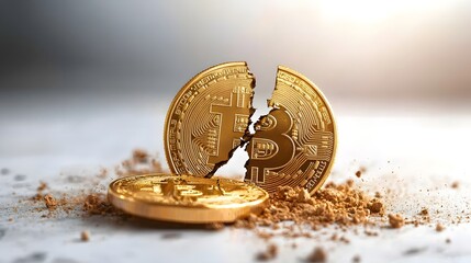 Poster - Cracked Golden Coin with Dollar and Yuan Symbols Isolated on White Background Representing the Global Financial Market and International Currency Exchange