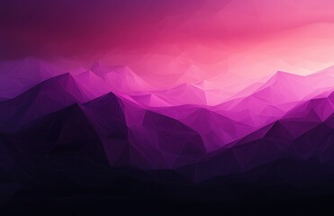 Poster - Abstract Landscape of Polygonal Mountains with a Vibrant Purple Color Palette Amidst a Dreamy Sky at Dusk