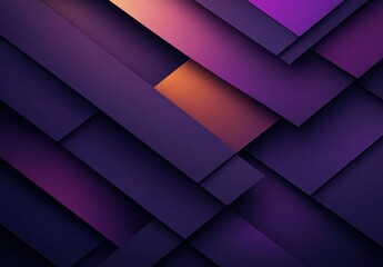 Poster - Abstract layers of geometric shapes in shades of purple and orange creating a visually striking and modern textured background for creative projects