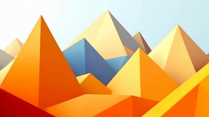 Poster - Vibrant shifting geometric mountains in abstract landscape animation