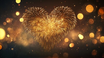 Poster - Heart Shaped Fireworks Display in a Festive Night Sky Celebration